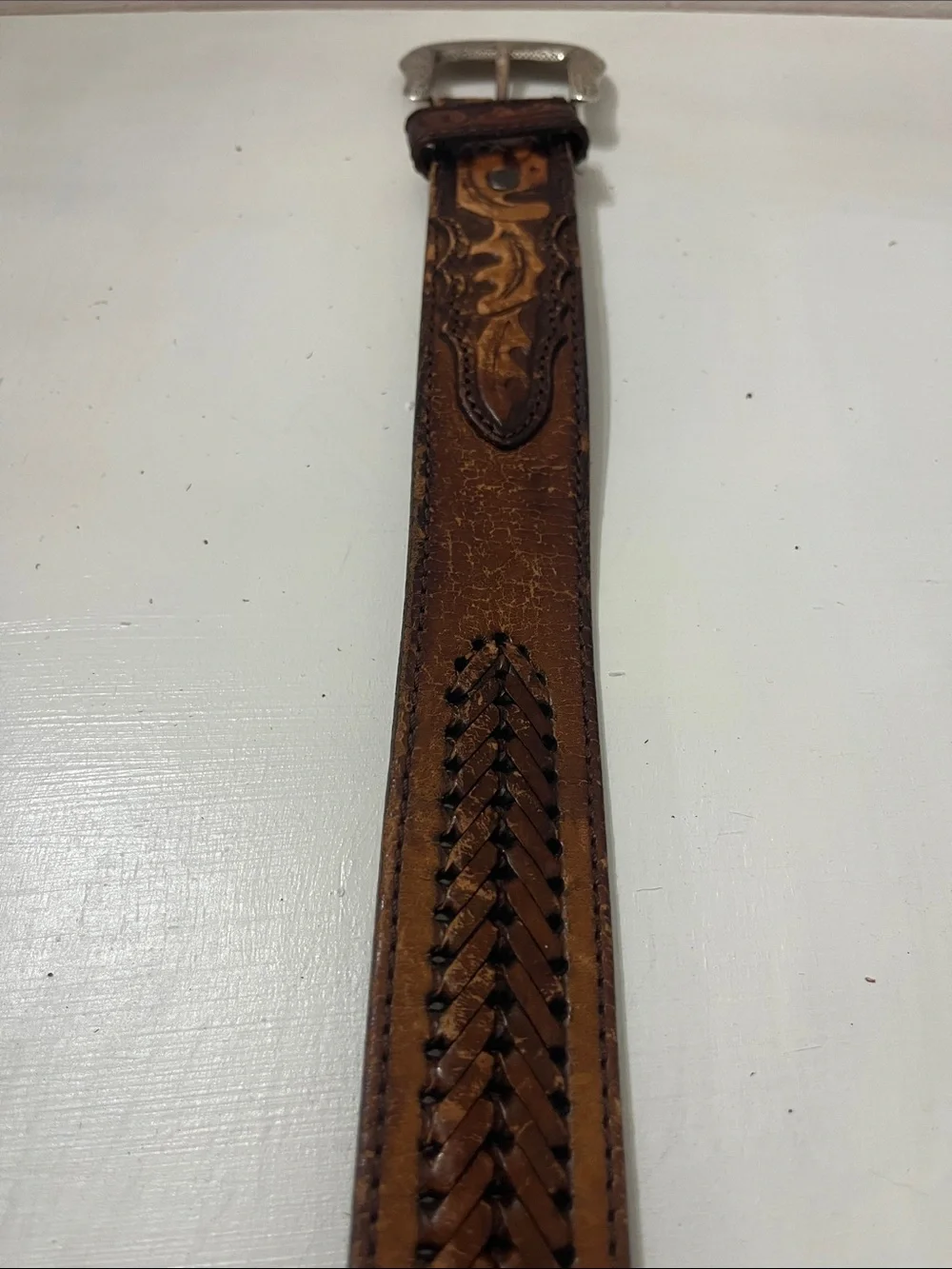 Vintage Leather Belt Tooled